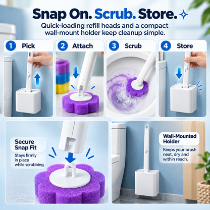 🚽✨ Say Goodbye to Dirty Toilet Brushes! 🧼🌸 Disposable Toilet Cleaning Brush Set with Scented Refill Heads 💦🍋