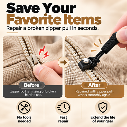 🔧✨ Universal Zipper Repair Kit – No-Sew Detachable Zipper Pull Replacement 🧥🎒 Quick Fix for Broken Zippers ⚡ Adjustable Screw-Lock Design 🔒 3 Sizes (S/M/L) for Jackets, Backpacks, Luggage & More 🧳💖