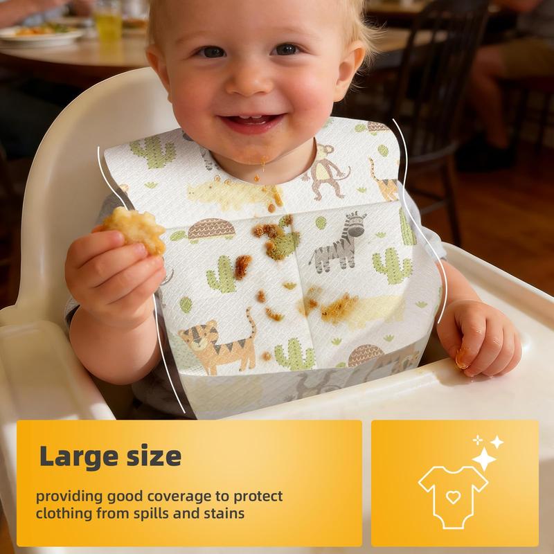 👶 10/30PCS Disposable Toddler Bibs – Individually Wrapped, Soft, Leak-Proof & Travel-Frie