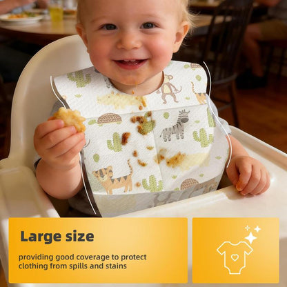 👶 10/30PCS Disposable Toddler Bibs – Individually Wrapped, Soft, Leak-Proof & Travel-Frie