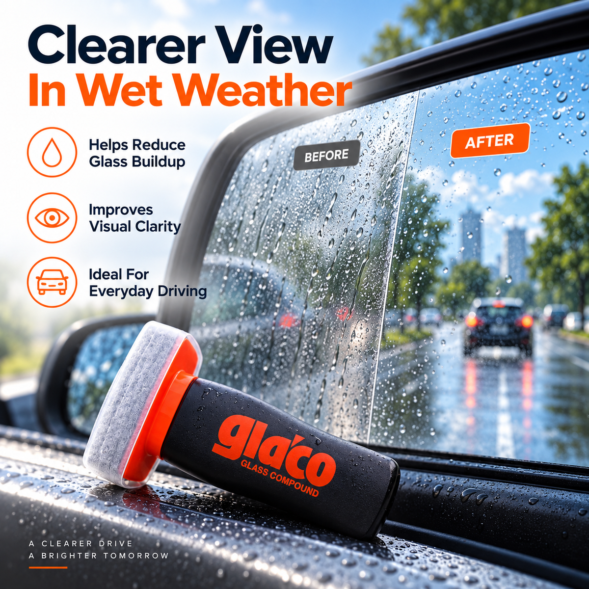 🚗 Car Glass Water Spot Remover with Built-In Applicator – Easy Windshield & Window Glass Care