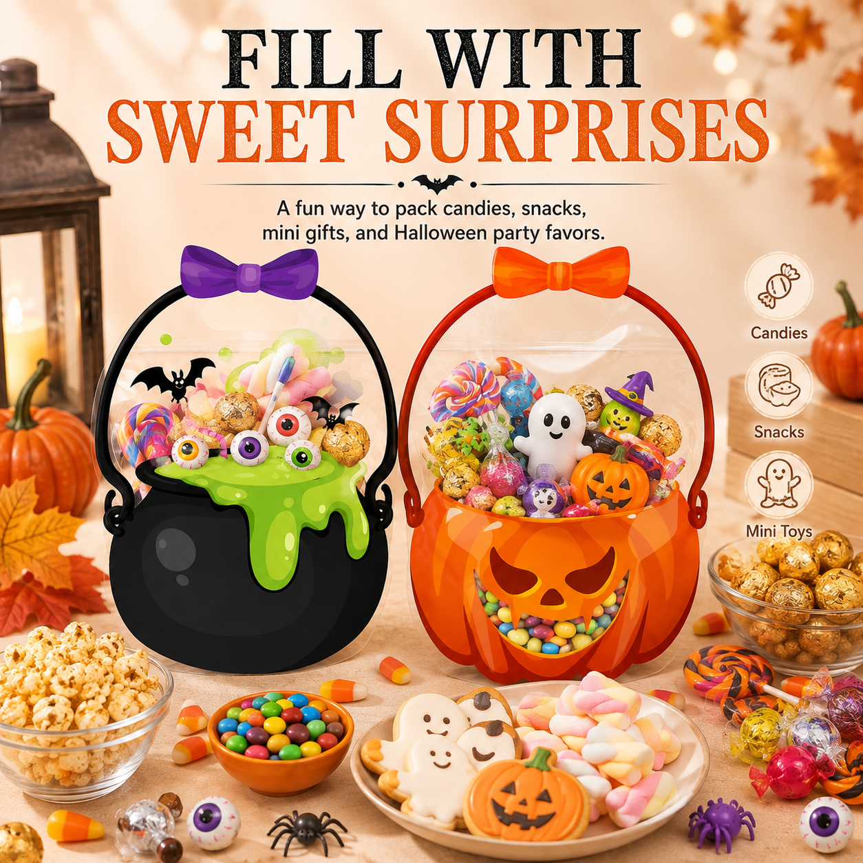 🎃 Halloween Bags Plastic Halloween Goodie Bags
