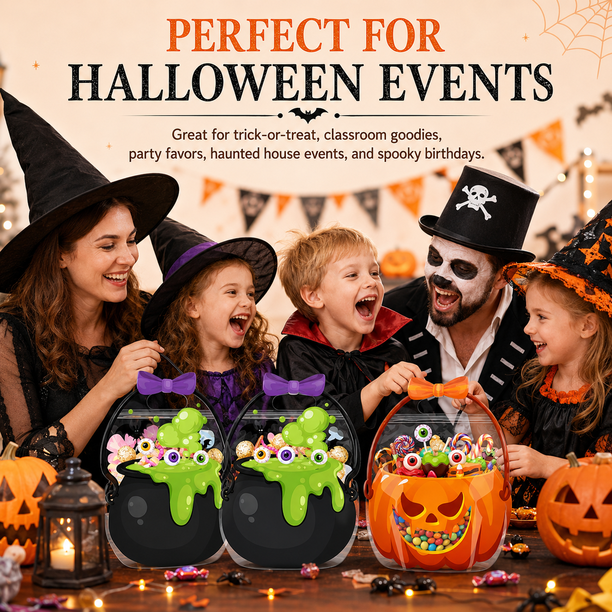 🎃 Halloween Bags Plastic Halloween Goodie Bags