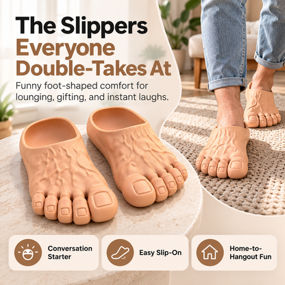 😂 Realistic Barefoot Slippers – Funny Giant Toe Slides, Hilarious Prank Gift 👣