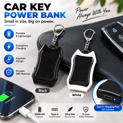 ☀️50% OFF NOW! 1200mAh Solar Power Bank Keychain, Portable Mini Solar Charger Key Ring Emergency Power Supply for Outdoor Camping Hiking
