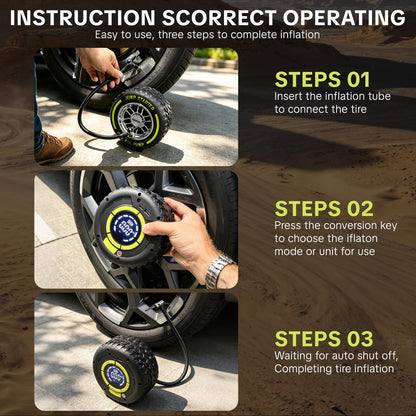 Electric Portable Tire Inflator, 6000mAh, 120 PSI Inflator with LED light, DC12V Jump Starter - Ideal for Rapid Inflation of Motorcycles/Bicycle/Balls, Road Trips, Emergencies and Daily Use toolupgrade