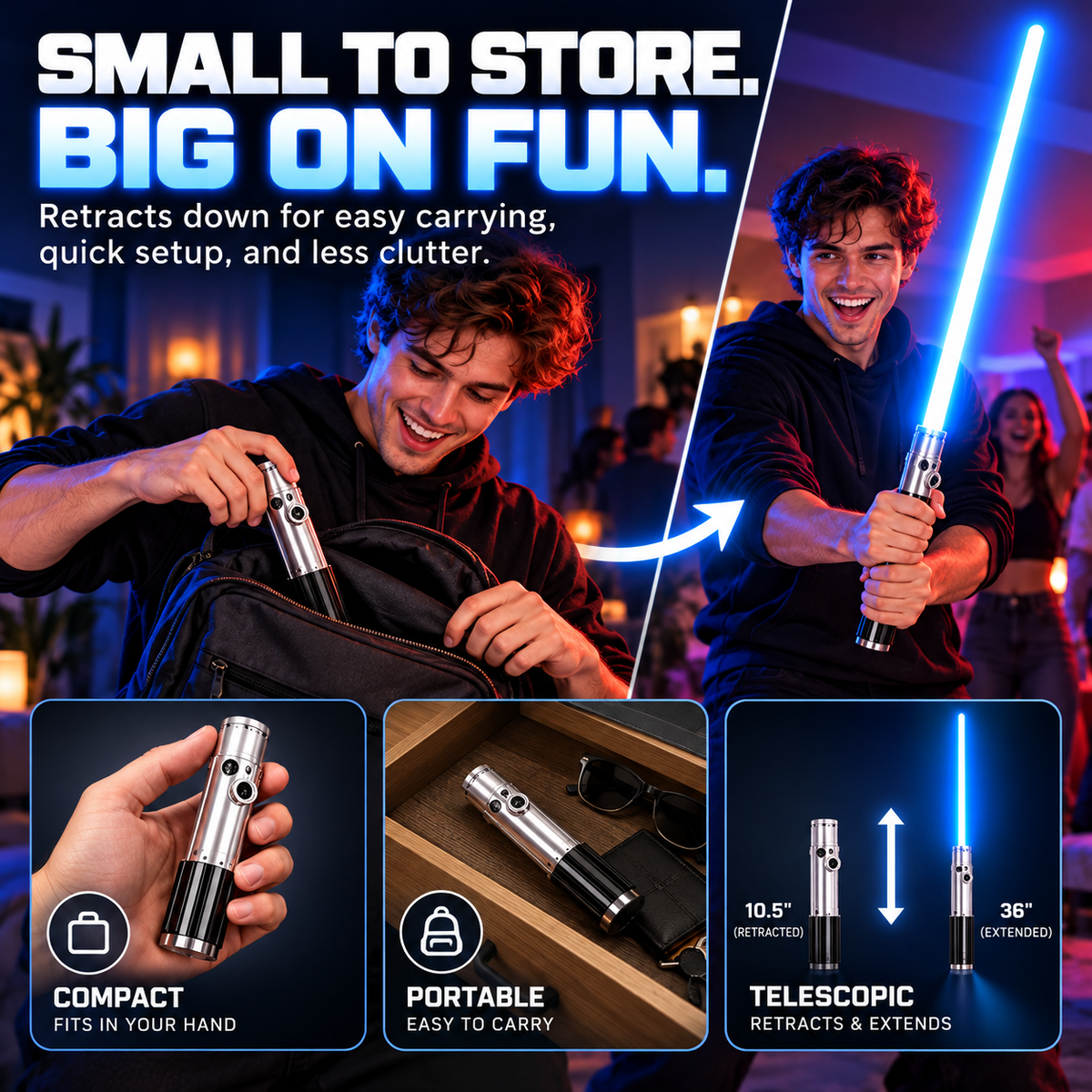 ⚡🔵🔴 Retractable LED Light Sword