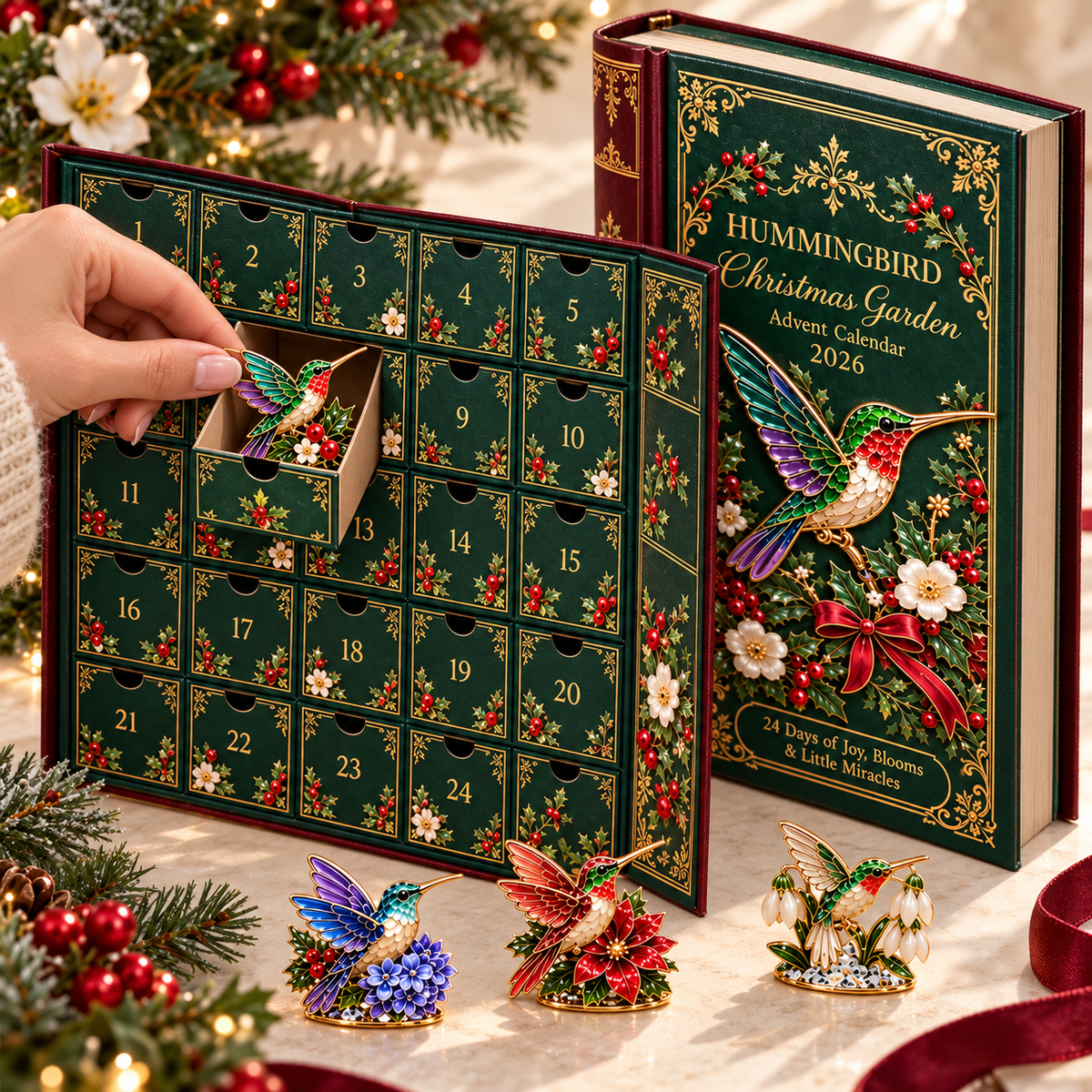 🌸🐦2026 Hummingbird Christmas Garden Advent Calendar – 24-Day Miniature Collectible Surprise Set