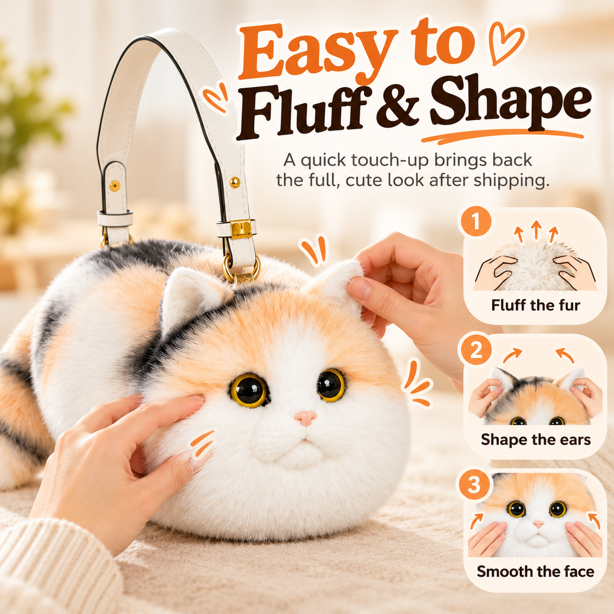 🐱 Plush Cat Handbag – Ultra-Soft Kitty Purse for Cat Lovers & Cute Everyday Outfits