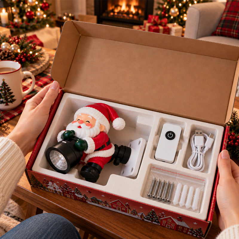 Santa Christmas welcome projector product detail and seasonal display