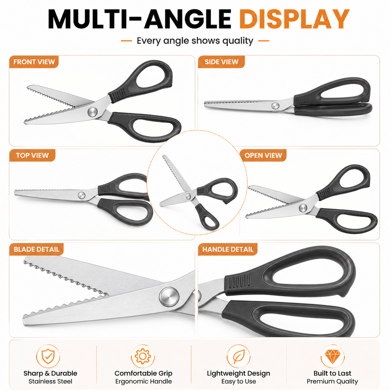 ✂️Professional Pinking Shears – Stainless Steel Zigzag Fabric Cutting Scissors✨🧵