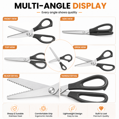 ✂️Professional Pinking Shears – Stainless Steel Zigzag Fabric Cutting Scissors✨🧵