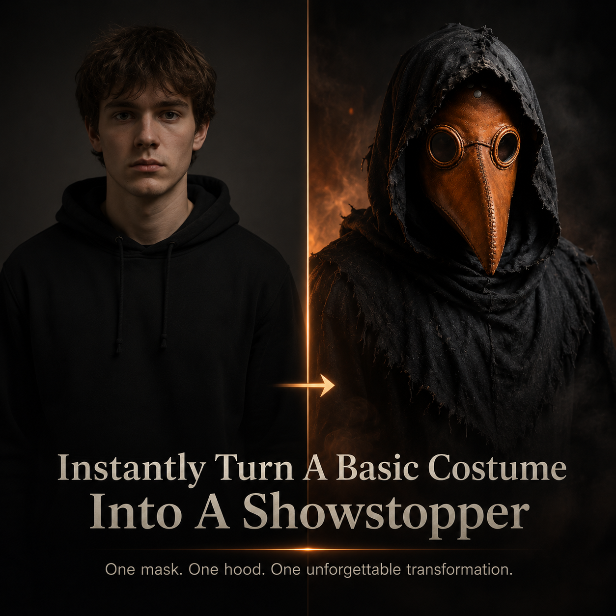 🕯️ Vintage Plague Doctor Mask & Hood – Gothic Halloween Costume Accessory