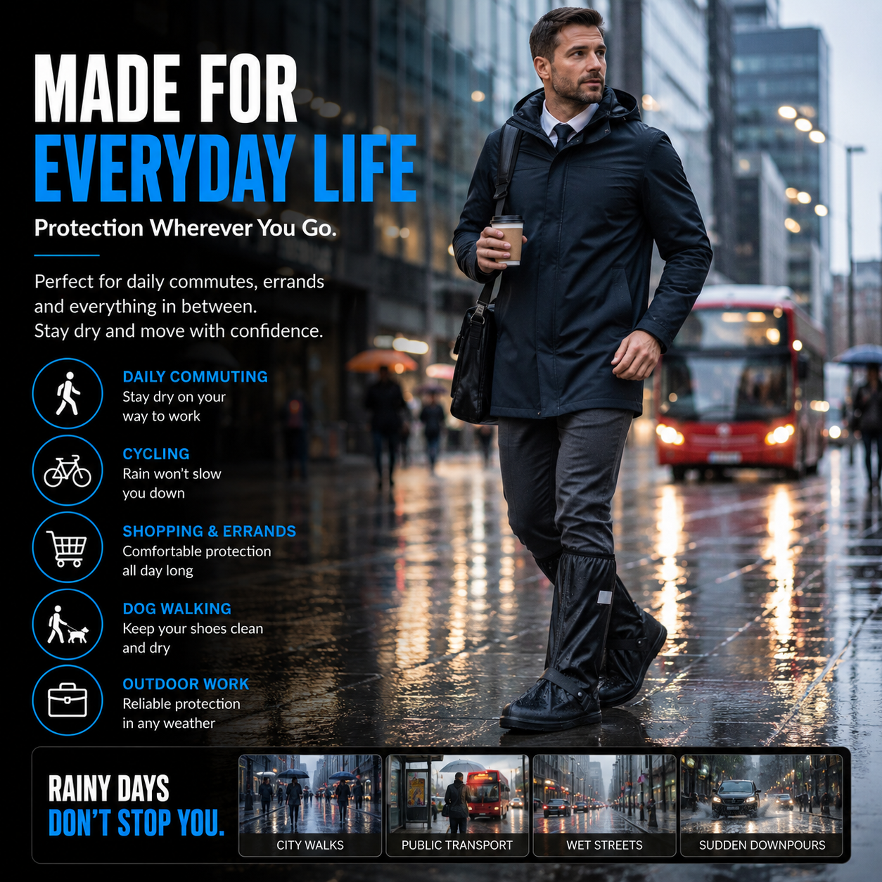 DryWalk Waterproof Shoe Covers | Anti-Slip Rain Shoe Protectors
