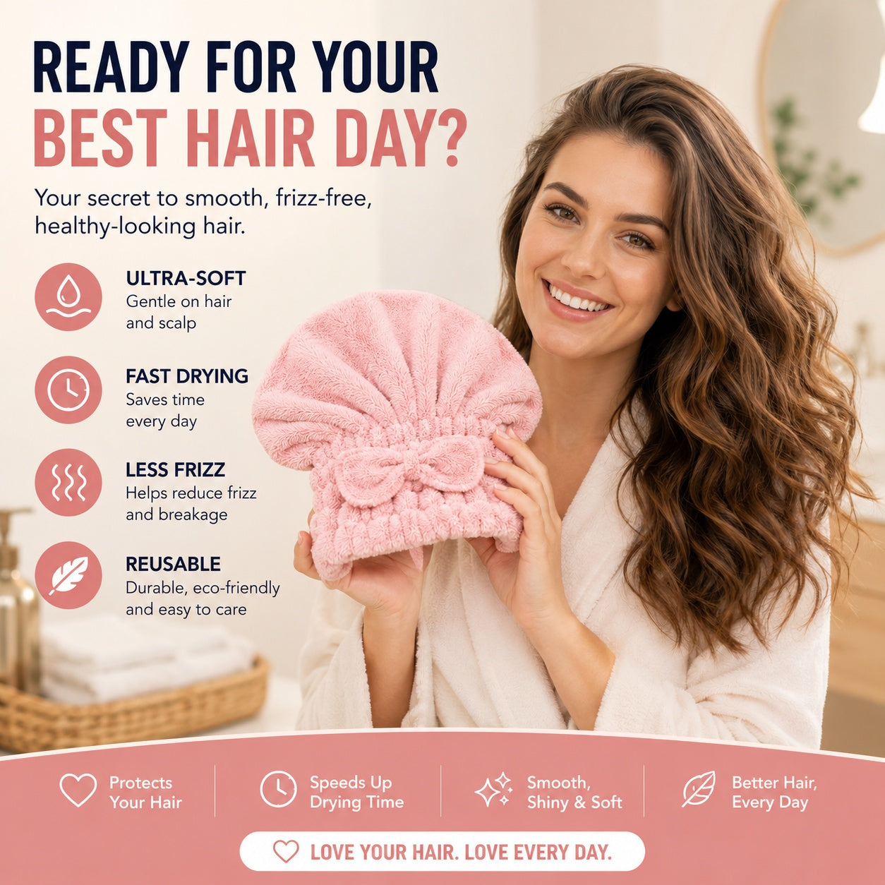💃Microfiber Hair Drying Cap🤜Say Goodbye to Hair Damage & Frizz!