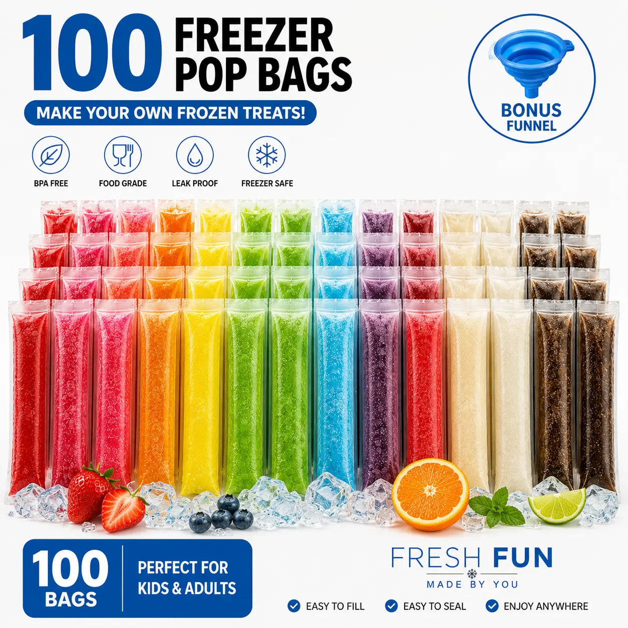 🍧 DIY Ice Pop Bags | Leak-Proof Frozen Treat Maker