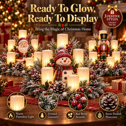 Christmas Lighted Centerpiece with Flameless Candle Glow