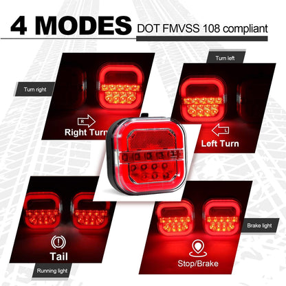 🚚 Wireless Magnetic Trailer Light Kit – Rechargeable LED Brake, Turn & Tail Lights