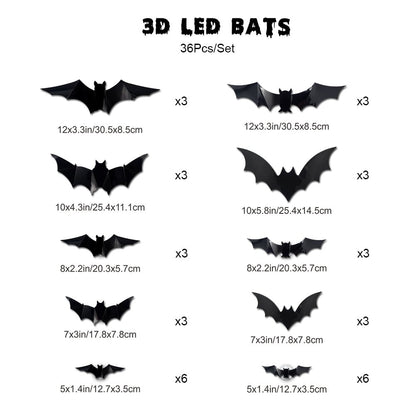 🔥🎃2026 Halloween Must-Have🦇: 3D Bat Light Decoration Set