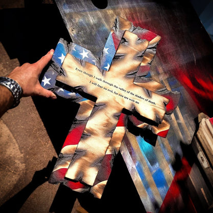🎁🎉Only $39.99 This Week🌟🎉Patriotic American Flag Wooden Cross Wall Decor