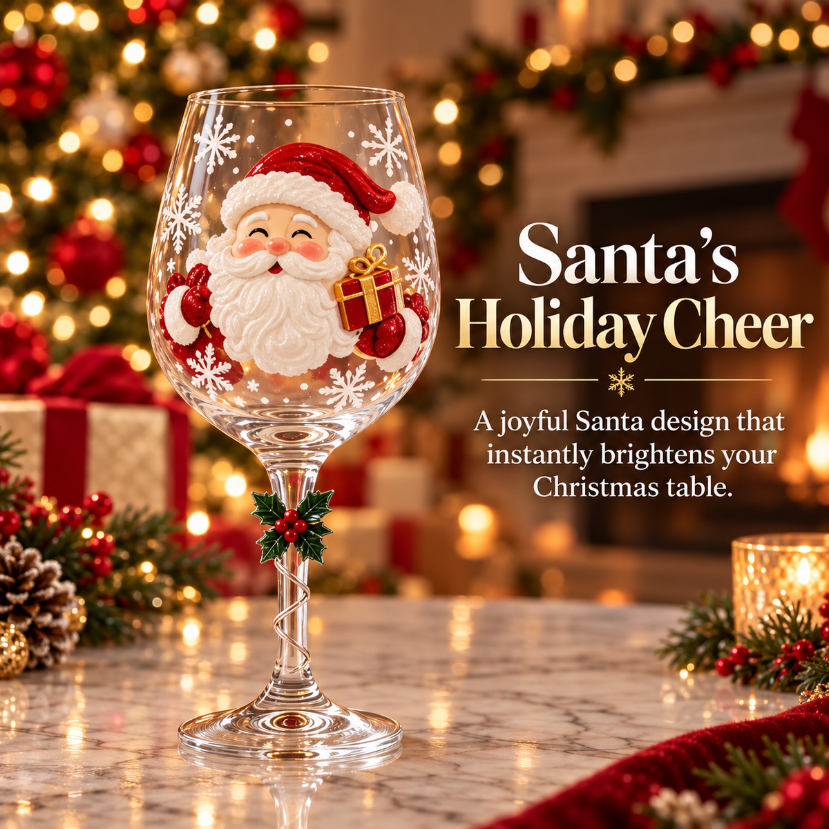 🎄🍷✨ 6-Piece Christmas Wine Glass Set 🎅❄️🎁 Festive Holiday Designs, Decorative Twisted Stems & Elegant Gift Box ❤️🥂🌟