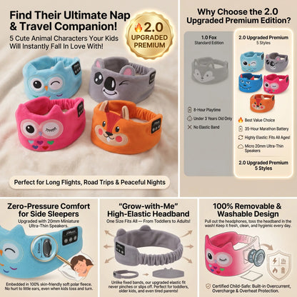 Sports Bluetooth Headband, 8H-35H Playtime Running Sweatband Wireless Music Eye Mask for Kids Toddlers Boys Girls, Ultra-Thin Speakers Washable Travel Sleep Gear