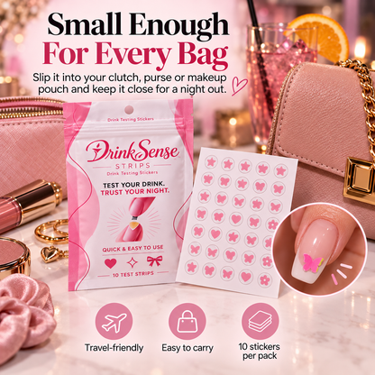 💗 Discreet Drink Test Nail Stickers – Heart-Shaped GHB Detection Stickers for Women's Night Out Safety ✨