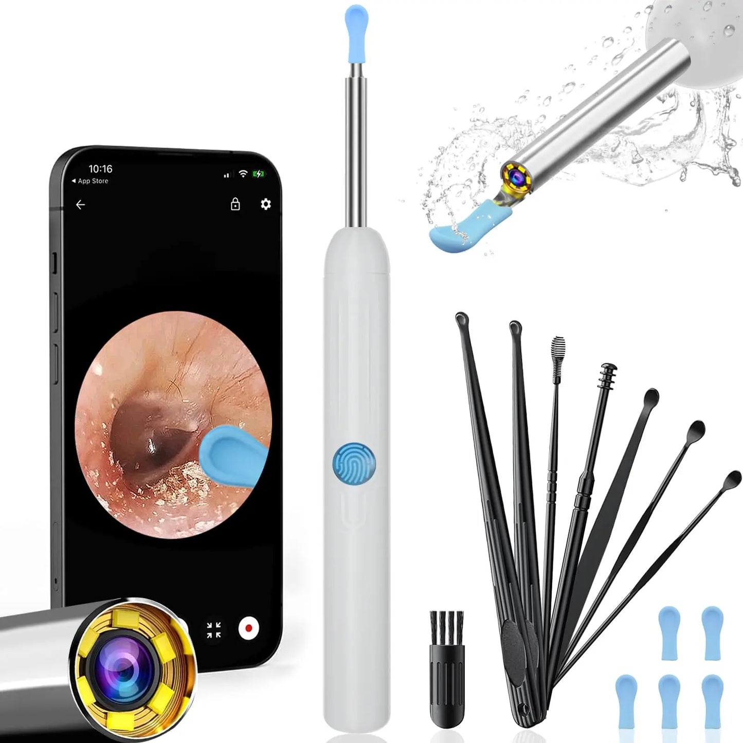 🔍Ear Hygiene Set, HD Visual Earwax Removal Tool with Camera, 1080P HD Camera Ear Cleaner, Compatible with iPhone and Android Phones