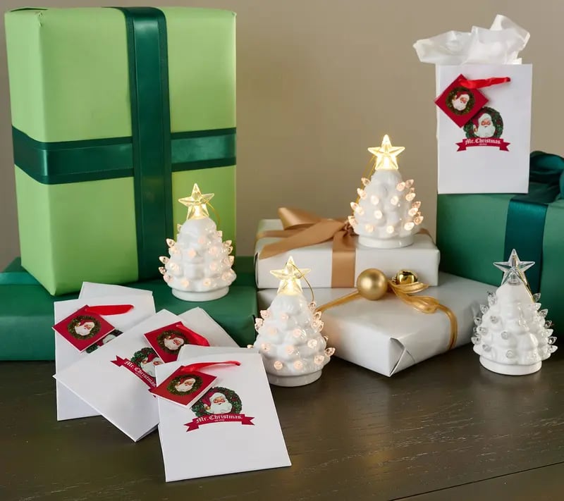 Christmas Set of 4 Mini Nostalgic Tree Ornaments with Gift Bags