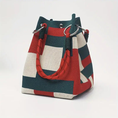 👜Boho Woven Polyester Bucket Bag