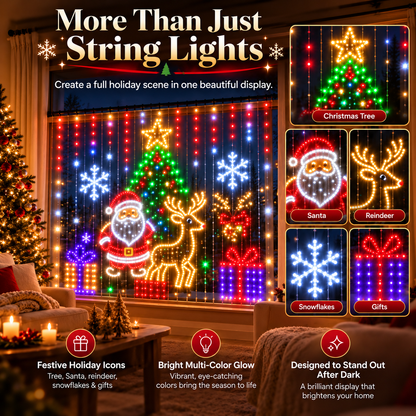 🎅Smart RGB Christmas Curtain Lights – App-Controlled Animated Holiday Window Display