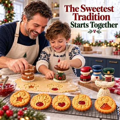 🎄🍪 Christmas Jam Cookie Press – Festive Character Cookie Stamps with Embossed Designs & Jam-Fill Centers | Holiday Baking Fun 🎅❤️