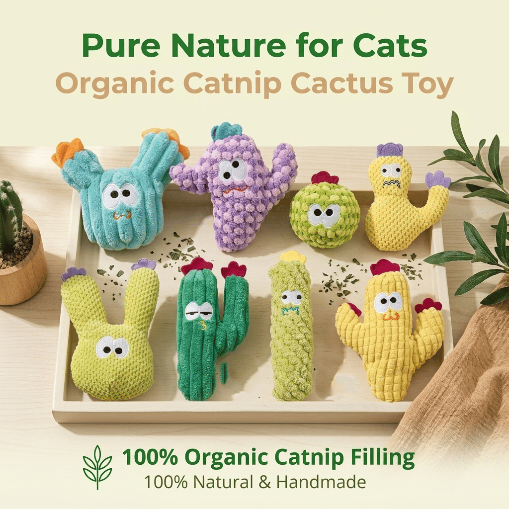 🎁Last Day Promotion 49% OFF🔥Handmade Soft Cactus Kitten Chew Toys with Natural Catnip