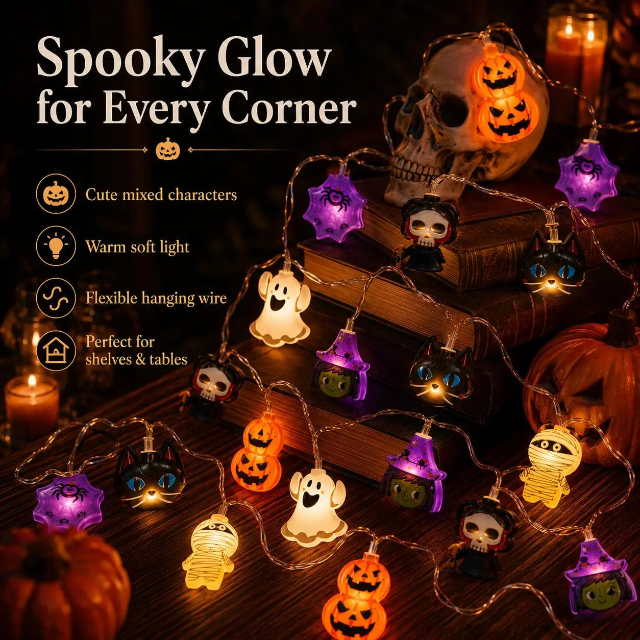 🎃USB-Powered Pumpkin LED String Lights
