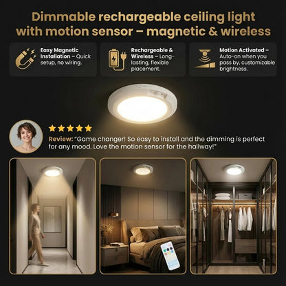 🎁LAST DAY 49% OFF🔌Rechargeable Magnetic Wireless Motion Sensor Ceiling Light with Remote💡