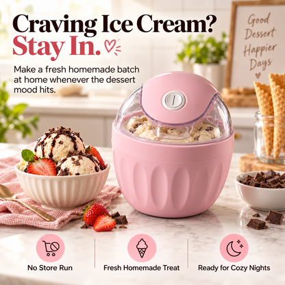 🍦 Mini Homemade Ice Cream Maker – Compact One-Touch Frozen Dessert Machine