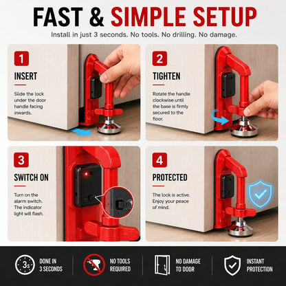 Portable Door Lock Alarm – Travel & Home Security Door Stopper