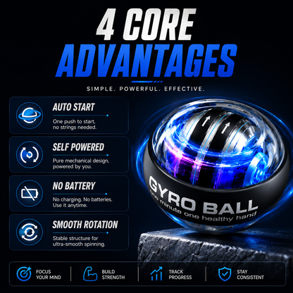 💪 Auto-Start Gyro Ball – Build Grip Strength, Forearm Power & Wrist Endurance Anywhere