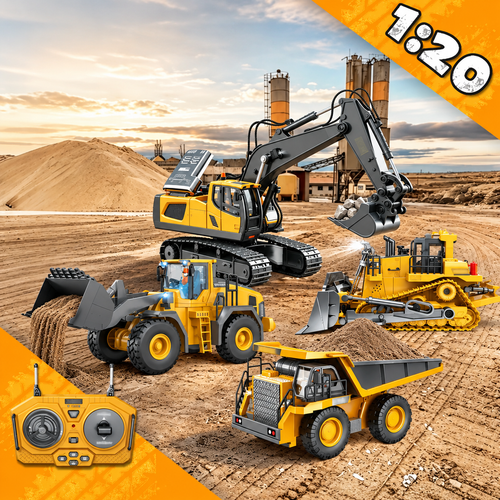 🚜 RC Construction Crew – 4-Machine Remote Control Building Fleet 🚧(Free Shipping ✈️)