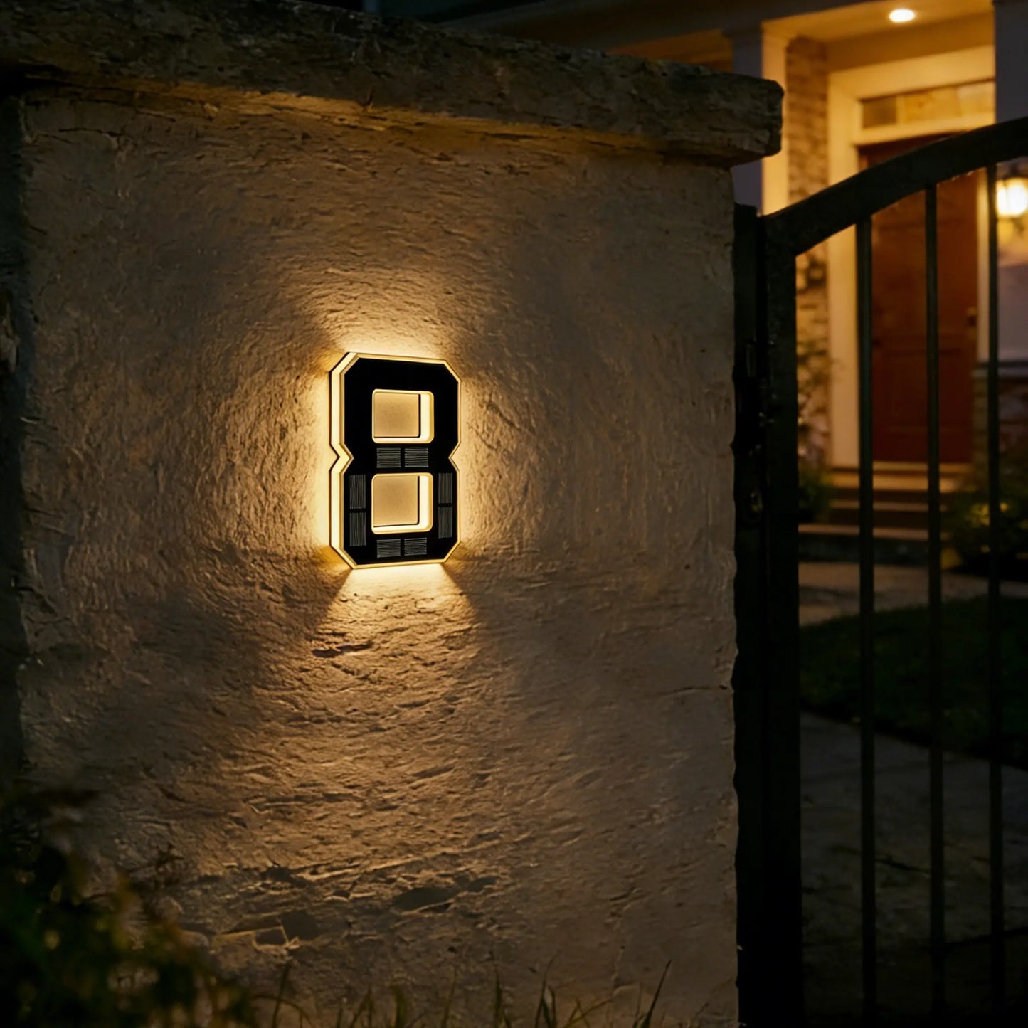 ISUNMEA 9 Inch Solar Lighted House Numbers for Outside, Light Up Waterproof LED Address Numbers Signs