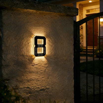 ISUNMEA 9 Inch Solar Lighted House Numbers for Outside, Light Up Waterproof LED Address Numbers Signs