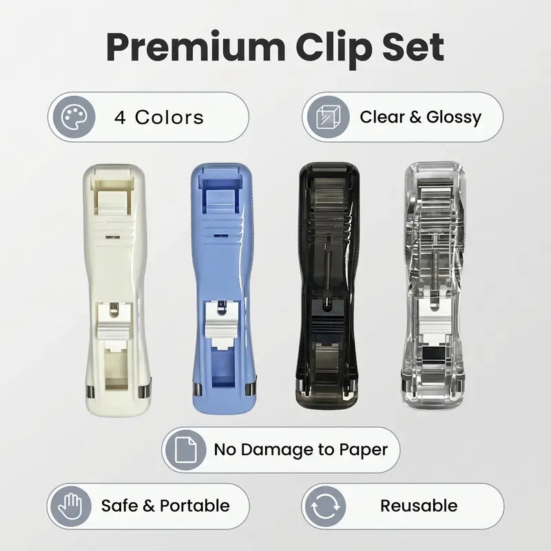 🔥4-Pack Refillable Paper Clip Dispenser Set with 110 Assorted Clips