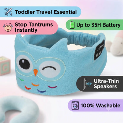 Sports Bluetooth Headband, 8H-35H Playtime Running Sweatband Wireless Music Eye Mask for Kids Toddlers Boys Girls, Ultra-Thin Speakers Washable Travel Sleep Gear