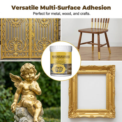 ✨ 150g Weather-Resistant Gold Paint – Premium Metallic Gold Finish for Metal, Wood, Stone & Outdoor Decor | Water-Based Gold Paint with Brush, Smooth Application & Long-Lasting Shine 🏡🎨