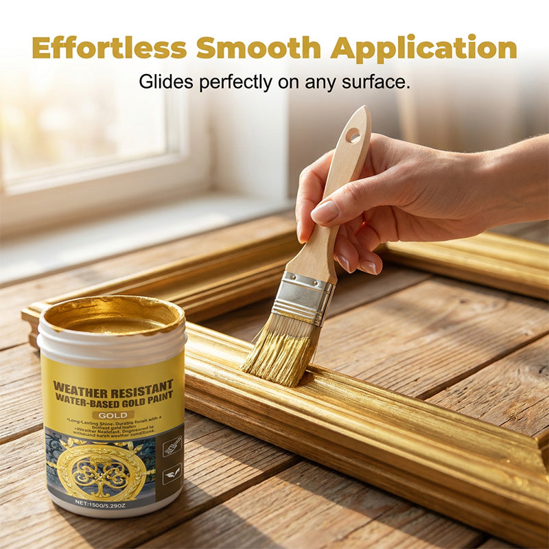 ✨ 150g Weather-Resistant Gold Paint – Premium Metallic Gold Finish for Metal, Wood, Stone & Outdoor Decor | Water-Based Gold Paint with Brush, Smooth Application & Long-Lasting Shine 🏡🎨