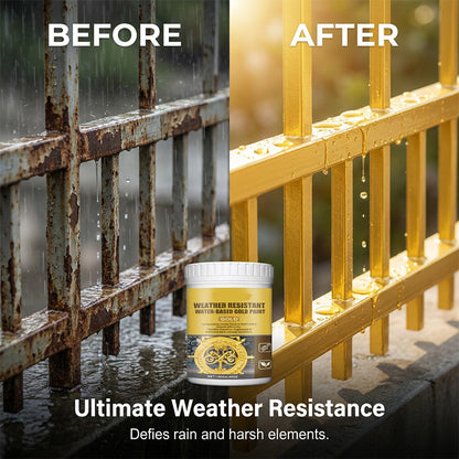 ✨ 150g Weather-Resistant Gold Paint – Premium Metallic Gold Finish for Metal, Wood, Stone & Outdoor Decor | Water-Based Gold Paint with Brush, Smooth Application & Long-Lasting Shine 🏡🎨