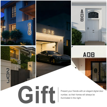 ISUNMEA 9 Inch Solar Lighted House Numbers for Outside, Light Up Waterproof LED Address Numbers Signs