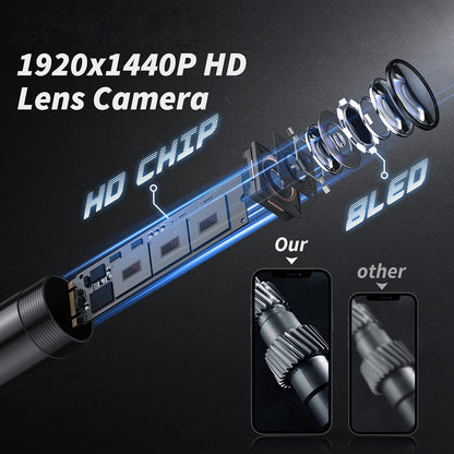🔎 1920P HD USB Endoscope Camera with 8 LED Lights – Waterproof Inspection Borescope with Semi-Rigid Cable, 4 Accessories & iPhone/Android Compatibility 🛠️📱