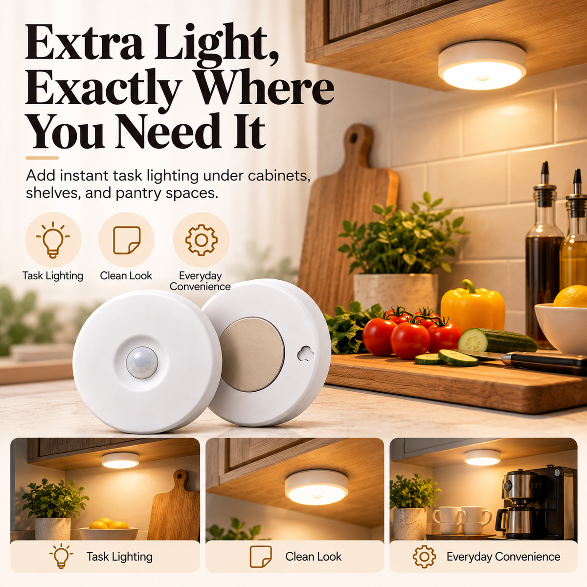 💡✨ Smart Motion Sensor LED Night Lights – Wireless Peel & Stick Automatic Lighting, 2-Pack