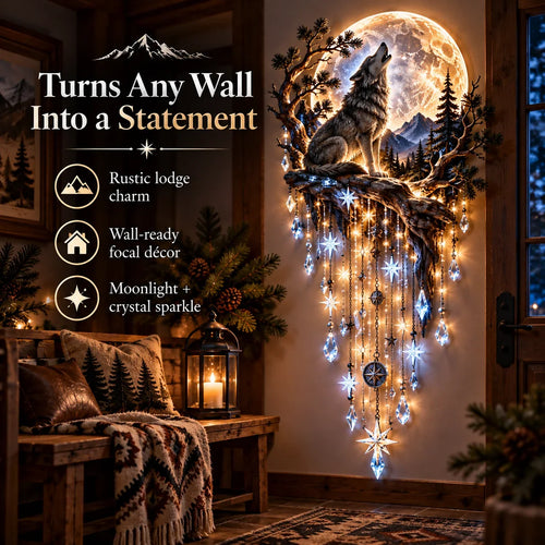 🐺🌕 Wolf Howling Moon Starfall Wall Light – Bring the Wild Home🚚